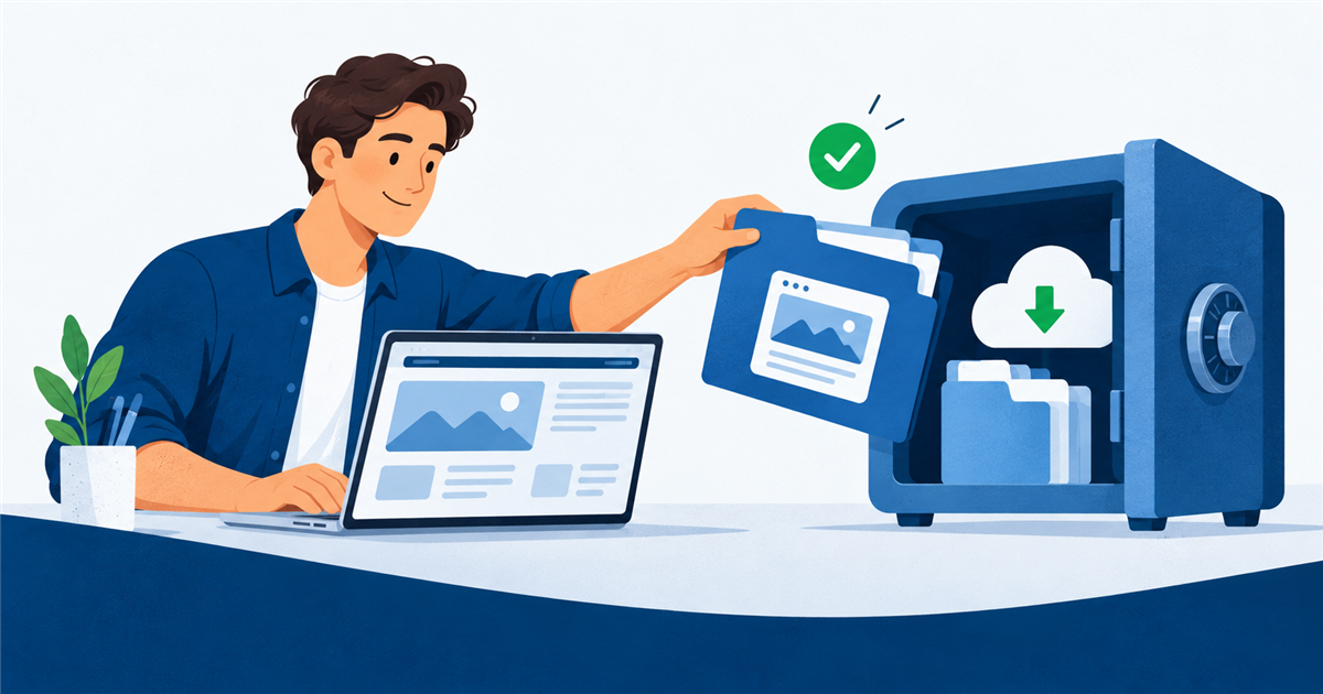 Persona revisando el estado de la copia de seguridad de su página web