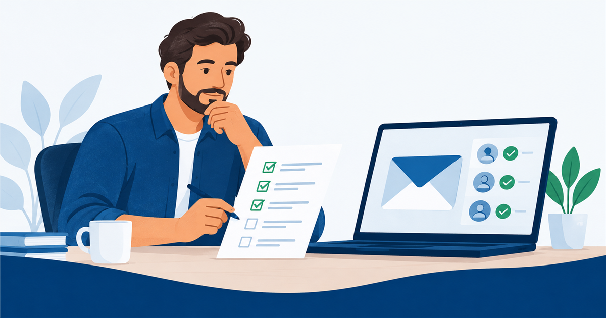 Empresa revisando cuentas y condiciones de correo incluidas en un plan de hosting